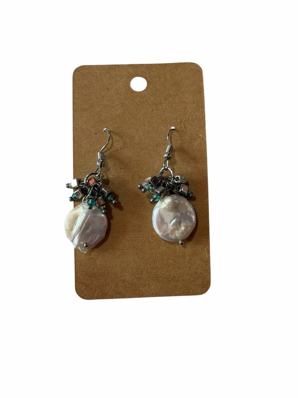 Freshwater Pearl Drop Earrings with Turquoise Accent